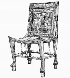 सुवर्णखचित लाकडी खुर्ची, ईजिप्त, इ. स. पू. सु. १४ वे शतक.
