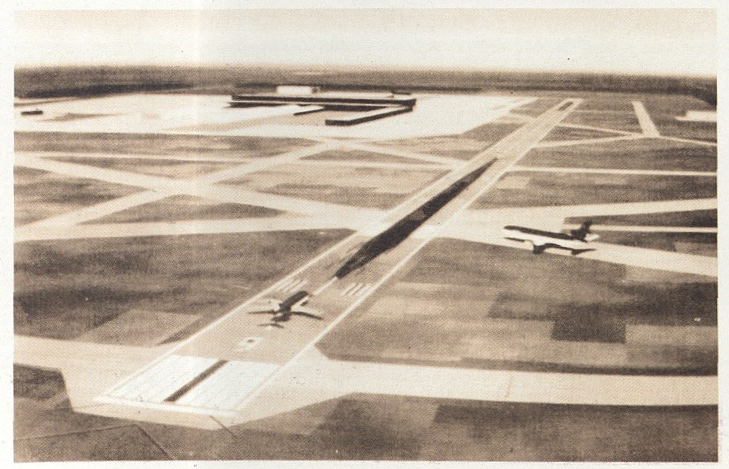 विमानउड्डाणाच्या साद्दशित्रात ( सिम्युलेटर ) एका विमानतळाची आदान केलेल्या वेळी दिसणारी प्रतिमा.