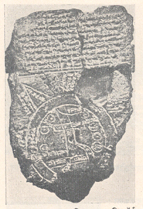 जगाचा नकाशा दाखविणारा क्यूनिफॉर्म लिपीतील इष्टिका ग्रंथ, इ.स.पू. ६००.