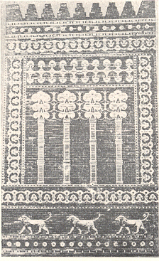 बॅबिलनच्या राजवाड्यातील दरबाराचा दर्शनी भाग, इ.स.पू. ६०४-५६२.