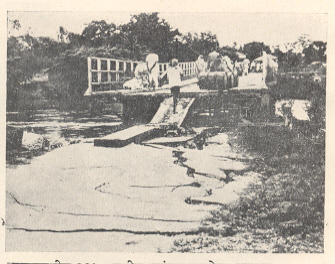 आसाममधील १९५० मधील भूकंपात खचलेला पुलाच्या पोचमार्गाचा भाग.