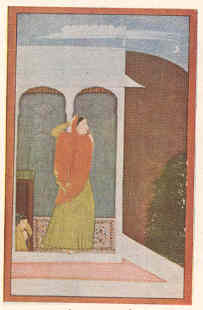 वासकसज्जा (वासकसय्या), कांग्रा शैली, १९ व्या शतकाचा पूर्वार्ध