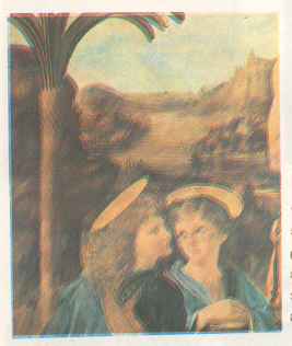 ‘द बाप्तिझम ऑफ ख्राइस्ट’ (सु. १४७५) अंशदृश्य : डाव्या बाजूच्या कोपऱ्यातील देवदूत.