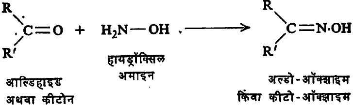 सूत्र १३. अल्डो-ऑक्झाइम किंवा कीटो-ऑक्साइम बनविण्याची विक्रिया.