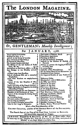 'द लंडन मॅगझिनचे मुखपृष्ठ, १७६८.'