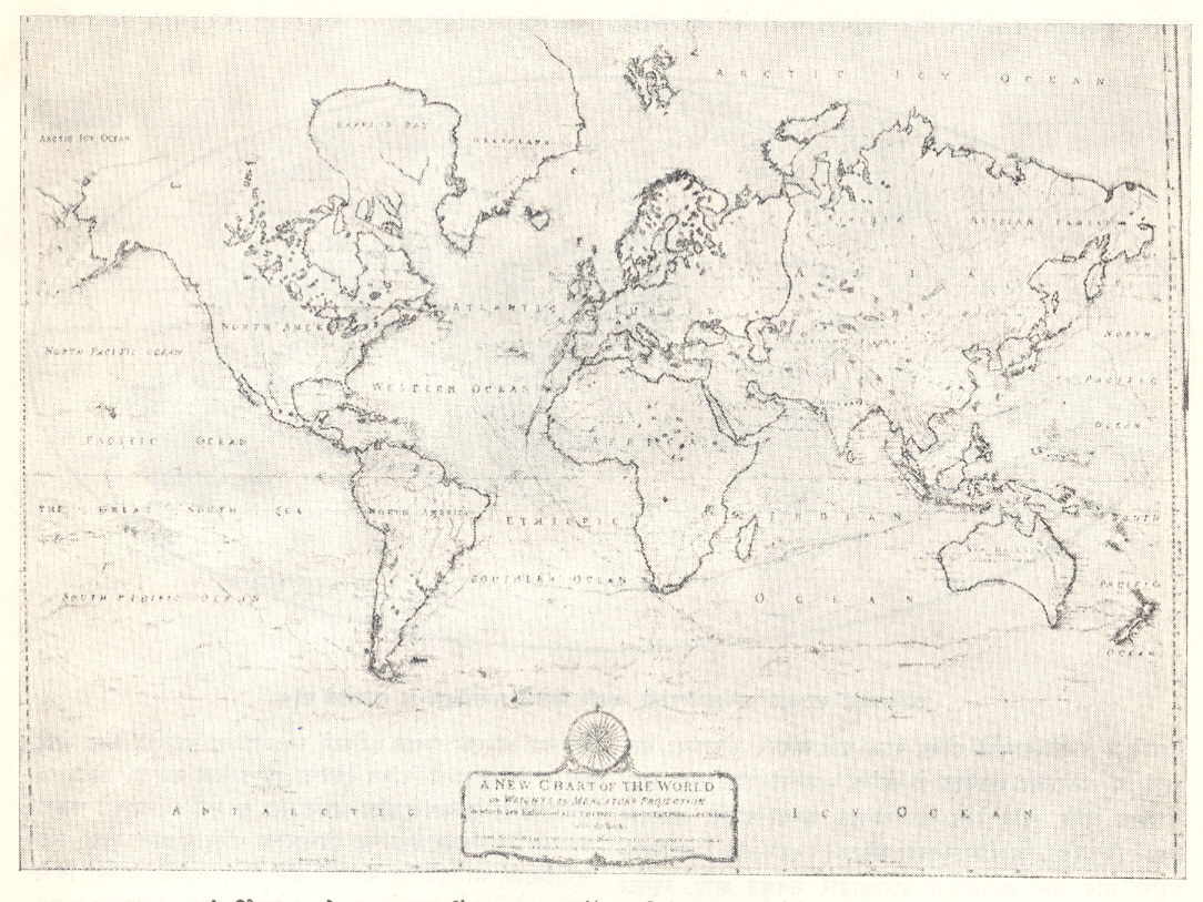 अंटार्क्टिकाचा शोध लागण्यापूर्वीच्या जगाचा, टॉमस किचिनने तयार केलेला नकाशा (१७९४).