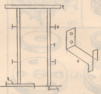 आ. ७. लाकडी दरवाज्याची चौकट (आकृतीतील चौकटीचा डावा भाग दरवाज्याला उंबरा असणारा व उजवा भाग उंबरा नसणारा दाखविला आहे) : (१) शीर्षदंड, (२) स्तंभदंड, (३) तलदंड-उंदरा, (४) बंधक, (५) खुंटी.