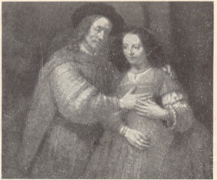 ८. ' द ज्यूइश ब्रइड ' अंशदृश्य (सु.१६६५)--रेम्ब्रँटचे चित्र. 