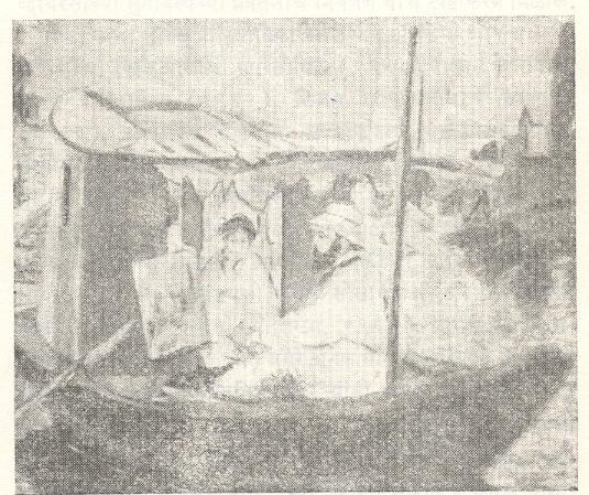मॉने वर्किंग ऑन हीज बोट अट आर्झंतई (१८७४) - चित्रकार एद्वार माने.