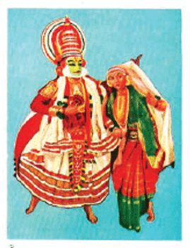 कथकळितील रामाच्या सात्त्विक भूमिकेची 'पच्चा' (हिरवी) रंगभूषा.