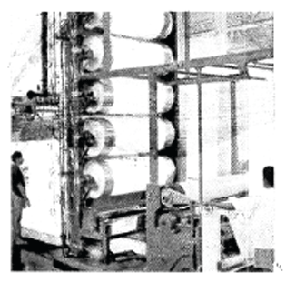 शुष्कीकरणाचे दहा रुळांचे उभे यंत्र.