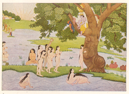 गोपीवस्त्रहरण : कांग्रा शैली, १८ वे शतक.