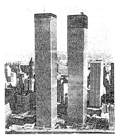 ‘वर्ल्ड ट्रेड सेंटर’ ची गगनचुंबी जुळी इमारत, न्युयॉर्क.