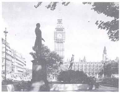 विग टेन मनोरा व पार्श्वभागी ब्रिटिश संसदगृह, लंडन