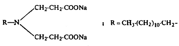 सूत्र १४. N–लॉरिल–३–इमिनोडायप्रोपिओनेट डायसोडियम लवण
